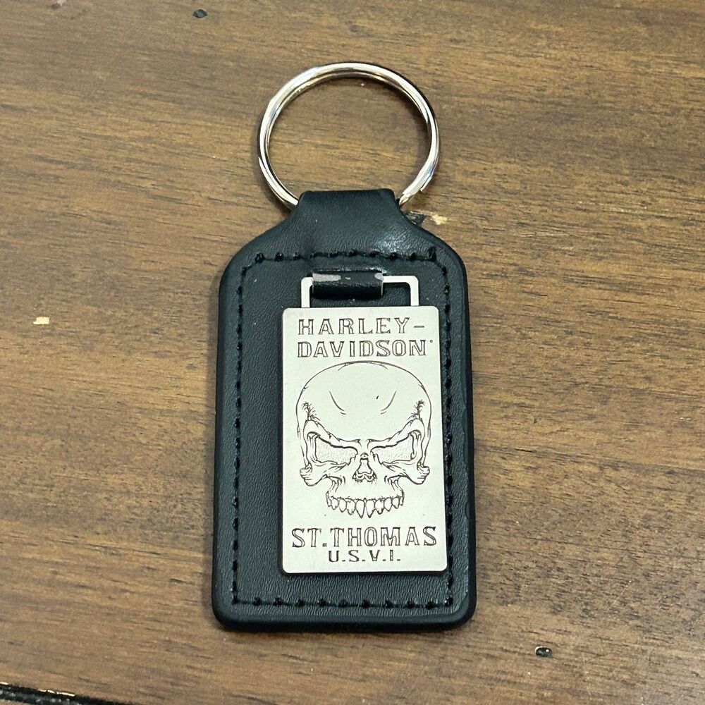 Harley-Davidson St. Thomas Engraved Leather Keychain
